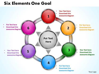 Six elements one goal powerpoint templates graphics slides 0712