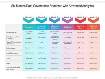 Six months data governance roadmap with advanced analytics