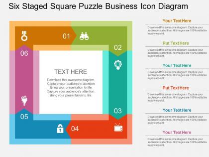 Six staged square puzzle business icon diagram flat powerpoint design