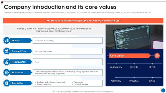 Small Business Company Profile Company Introduction And Its Core Values