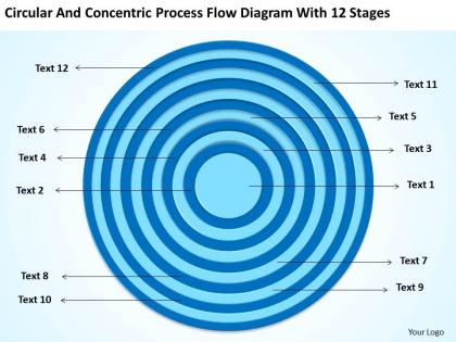 Small business network diagram and concentric process flow with 12 stages powerpoint slides