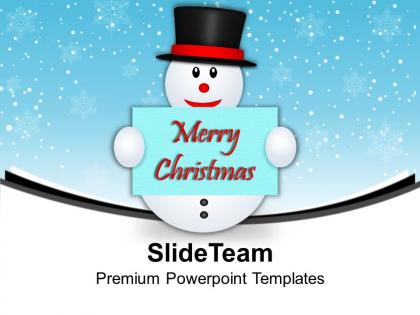 Snowman holding postcard christmas powerpoint templates ppt themes and graphics