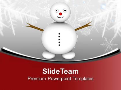 Snowman on snowy field happiness christmas powerpoint templates ppt themes and graphics