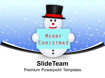 Snowman with banner merry christmas winter powerpoint templates ppt themes and graphics 0113