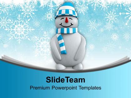 Snowman with hat standing winter powerpoint templates ppt themes and graphics 0113