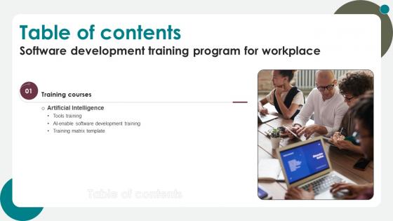 Software Development Training Program For Workplace Table Of Contents DTE SS