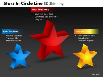 Stars in circle line 3d shinning powerpoint slides and ppt templates db