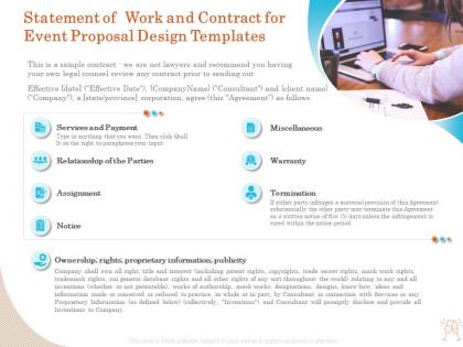 Statement of work and contract for event proposal design templates ppt templates