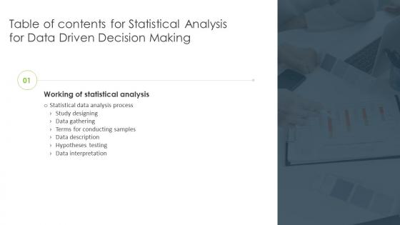 Statistical Analysis For Data Driven Decision Making For Table Of Contents