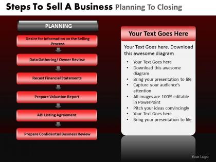 Steps to sell a business planning to closing powerpoint slides and ppt templates db