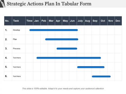 Strategic actions plan in tabular form