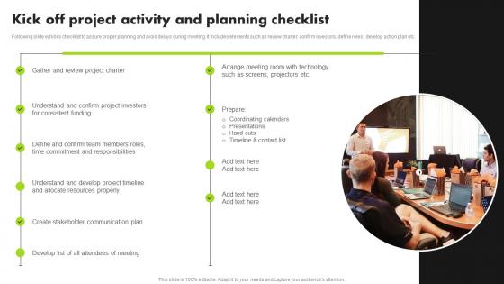 Strategic Approach For Developing Stakeholder Kick Off Project Activity And Planning Checklist