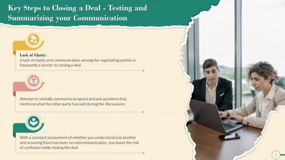 Summarizing Communication As Step To Closing Deal In Negotiation Training Ppt