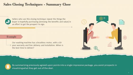 Summary Close A Sales Closing Technique Training Ppt