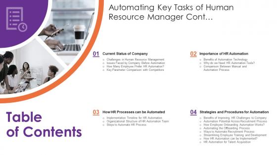 Table Of Contents Automating Key Tasks Of Human Resource Manager Cont