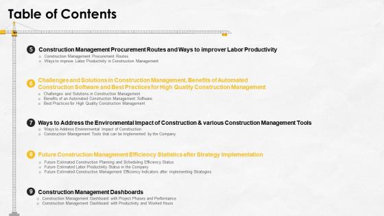 Table of contents construction management for maximizing resource efficiency