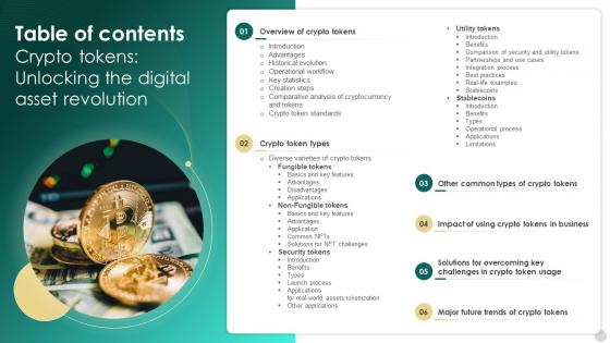 Table Of Contents Crypto Tokens Unlocking The Digital Asset Revolution BCT SS