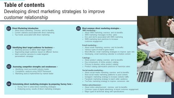 Table Of Contents Developing Direct Marketing Strategies To Improve Customer MKT SS V