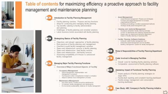 Table Of Contents For Maximizing Efficiency A Proactive Approach To Facility Management And Maintenance Planning