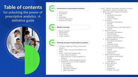 Table Of Contents For Unlocking The Power Of Prescriptive Analytics A Definitive Guide Data Analytics SS