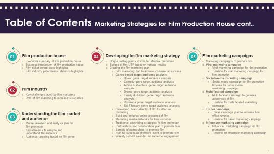 Table Of Contents Marketing Strategies For Film Production House Strategy SS V