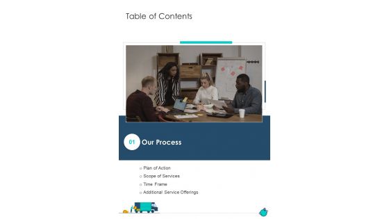 Table Of Contents Proposal For Commercial Logistics One Pager Sample Example Document