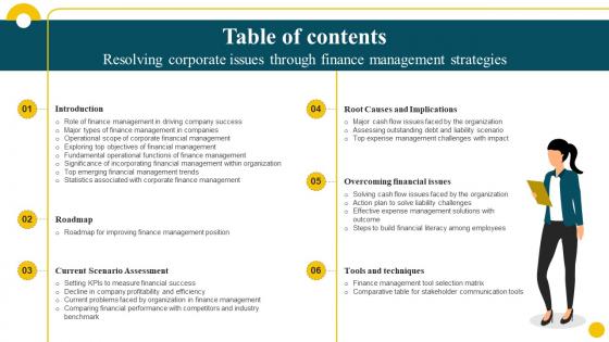 Table Of Contents Resolving Corporate Issues Through Finance Management Strategies