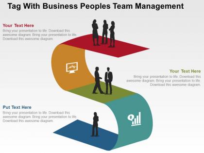 Tag with business peoples team management flat powerpoint design