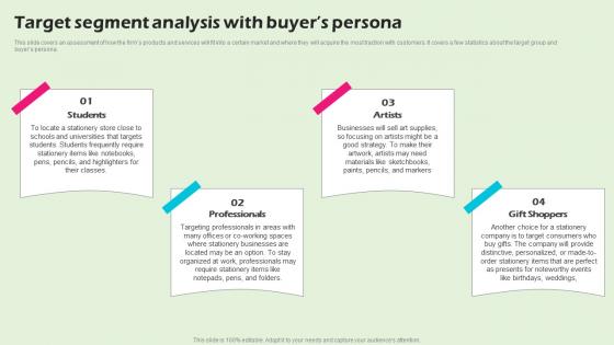 Target Segment Analysis With Buyers Persona Stationery Business BP SS