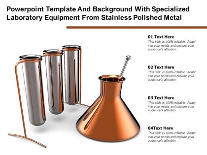 Template with specialized laboratory equipment from stainless polished metal