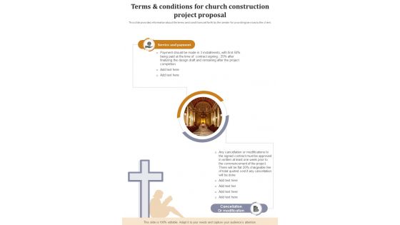 Terms And Conditions For Church Construction Project Proposal One Pager Sample Example Document