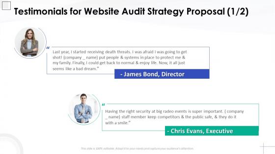 Testimonials for website audit strategy proposal website audit strategy proposal template