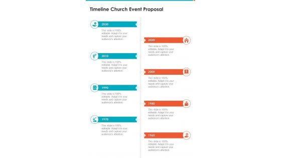 Timeline Church Event Proposal One Pager Sample Example Document