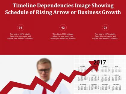 Timeline dependencies image showing schedule of rising arrow or business growth