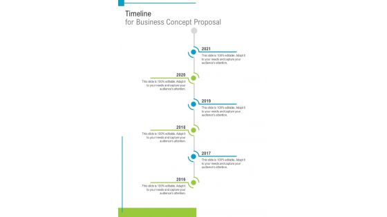 Timeline For Business Concept Proposal One Pager Sample Example Document