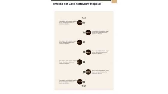 Timeline For Cafe Restaurant Proposal One Pager Sample Example Document