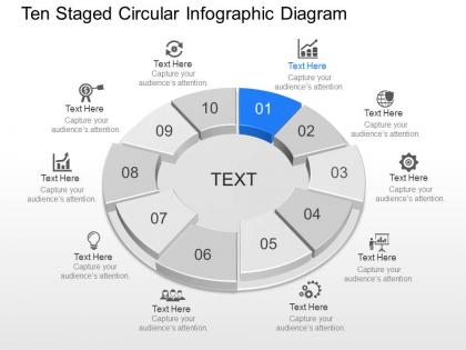 Ui ten staged circular infographic diagram powerpoint template slide