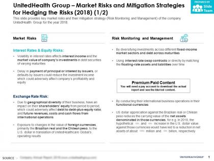 Unitedhealth group market risks and mitigation strategies for hedging the risks 2018