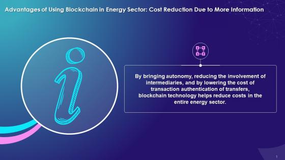 Use Of Blockchain In Energy Sector For Cost Reduction By Providing More Information Training Ppt