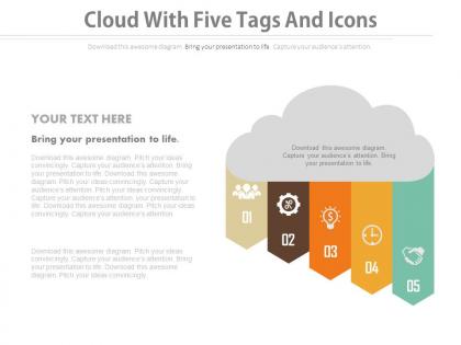 View cloud with five tags and icons flat powerpoint design