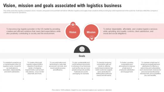 Vision Mission And Goals Associated Logistics Center Business Plan BP SS