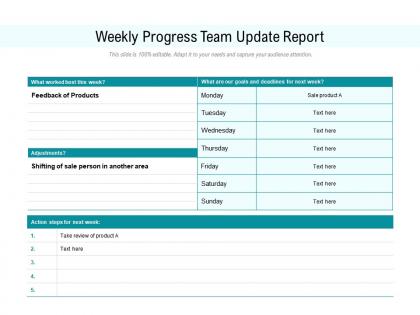 Weekly progress team update report