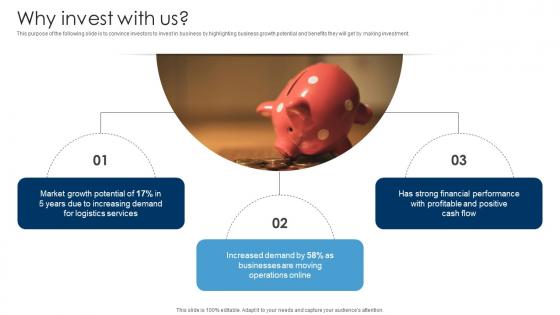 Why Invest With Us Logistics Management Company Investor Funding Elevator Pitch Deck