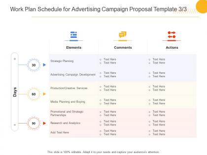 Work plan schedule for advertising campaign proposal template planning ppt powerpoint grid