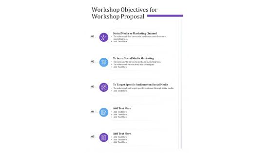 Workshop Objectives For Workshop Proposal One Pager Sample Example Document