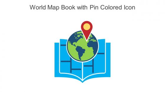 World Map Book With Pin Colored Icon In Powerpoint Pptx Png And Editable Eps Format