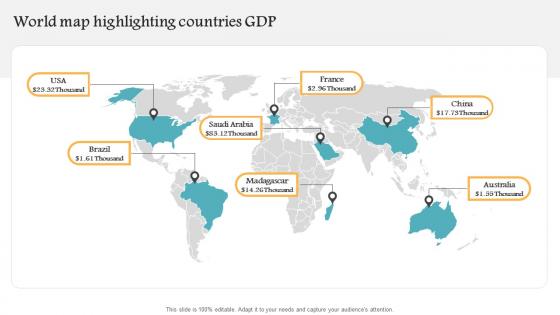 World Map Highlighting Countries Gdp