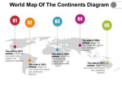 World map of the continents diagram