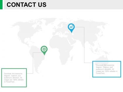 World map with contact us locations powerpoint slides