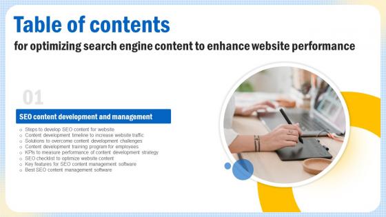 Y146 Optimizing Search Engine Content To Enhance Website Performance Table Of Contents Strategy SS V